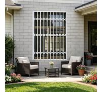 Rejas para Ventanas Exteriores Rejas de Seguridad con Cerradura para Ventanas Altas, Puerta Plegable Blanca Personalizable a Prueba de Robos, Valla de Seguridad Extensible(W60xH190cm/24x75in)