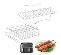 Rejilla Accesorio para Freidora de Aire - 2 Piezas, Acero Inoxidable Antiadherente, Compatible con Philips, Ninja y Otras Marcas