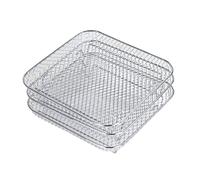 Rejilla Apilable Acero Inoxidable 304 para Freidora Aire 3 Niveles Bandejas Extraíbles Deshidratador Cuadrado 20x20x9 cm