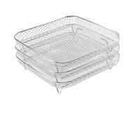 Rejilla apilable de 3 niveles for freidora de aire, parrilla de acero inoxidable, for horno, vaporera y utensilios de cocina.(Square)