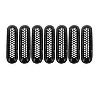 rejilla automóvil 7 piezas de parrillas delanteras carreras para Jeep JK Wrangler 2007-2017, repuesto rejilla exterior negra a presión