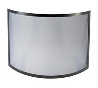Rejilla Curvada de protección para Chimenea, Mampara Cortafuegos, Salvachispas en Hierro Forjado Color Negro- Altura 67 x Longitud 90 cm