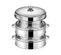 Rejilla de acero inoxidable for cocinar al vapor con pescado y bollos rellenos, utensilios cocina para Dumpling Momo(31.4cm 2 layer 1 Lid)