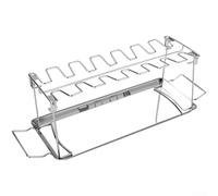 Rejilla de acero inoxidable para parrilla de patas de pollo, 14 ranuras, acero de grado 430, plegable para horno de barbacoa y cocina al aire libre (en bolsa simple)