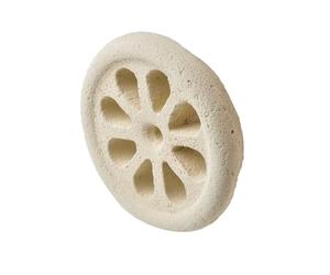 Rejilla de aireación y ventilación redonda en piedra de Matera para tubo de 100 mm de diámetro, uso exterior e interior. Producto hecho a mano. F004-10