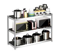 Rejilla de almacenamiento de acero inoxidable｜Unidad de estantería de metal de estantería de cocina de 3 niveles｜Estantes de horno de microondas de servicio pesado para restaurantes(70x50x80cm)