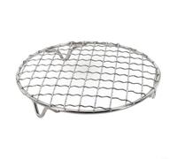 Rejilla de barbacoa redonda portátil de acero inoxidable con patas adecuada para acampar y uso doméstico, rejilla resistente con calefacción uniforme y sin fugas de alimentos (35 cm)