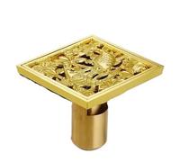 Rejilla de desagüe cuadrada de latón dorado de 10 x 10 cm, para ducha y bañera, para balcón, cubierta de desagüe al aire libre, sifón de baño para una gestión eficiente de residuos