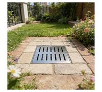 Rejilla de desagüe de jardín de alta resistencia, Tamaños múltiples al aire libre de la plata rejilla del drenaje foso cuadrado agua lluvia acero inoxidable(20x20x3cm/7.9x7.9x1.2in)