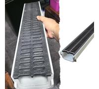 Rejilla de Drenaje Canaletas Y Rejillas de Drenaje de Resina Plástica, Kit de Rejilla de Drenaje Francés Delgada Y Poco Profunda para Entrada de Vehículos en Jardín(100x16x20 cm (39.4x6.3x7.9 in))