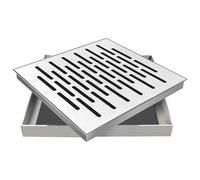 Rejilla de drenaje cuadrada de acero inoxidable, 20 x 20 cm, rejilla de metal para exteriores para suelo de hormigón, patio y acera, solución de drenaje resistente al óxido