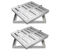 Rejilla de drenaje cuadrada para lavabo al aire libre, rejilla de drenaje de acero inoxidable de 30 cm con marco para placa de alcantarillado de repuesto plana, 1 pieza