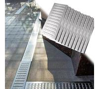 Rejilla de drenaje de acero inoxidable, 2 unidades, cubierta de canal exterior para colador de canalón con agujeros de drenaje, 20 x 58 cm para gestión del agua de lluvia