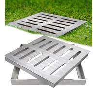 Rejilla de drenaje de acero inoxidable de 60 x 60 cm, rejilla de drenaje cuadrada para exteriores, para entrada, pavimento y patio, solución de lavabo para zonas de hormigón