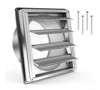 Rejilla de gravedad de acero inoxidable 304, cubierta de ventilación de pared exterior, tapa de ventilación a prueba de óxido con solapa y pantalla de malla, para baños y sistemas de escape de