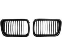 rejilla de la carcasa de la luz antiniebla Parrilla delantera de doble puente para BMW E36 LCI 1996-1999,2 rejillas delanteras carreras estilo línea(Single-Glossy Black)