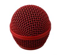 Rejilla de malla de acero para micrófono Beta 58A, cabezal de repuesto con parabrisas de espuma para voces escénicas, color plateado, 51 mm (rojo)