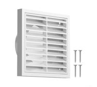 Rejilla de plástico para aberturas de ventilación de pared con rejillas deflectoras de lluvia y barrera de insectos lavable para uso a largo plazo (100 mm)