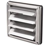 Rejilla de protección contra la intemperie, rectangular, de acero inoxidable, con láminas móviles, conexión de tubo DN 100 125 150 200 mm, rejilla de salida de aire, Plateado