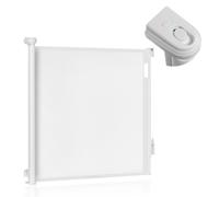 Lionelo Thea Barrera de Seguridad Infantil Retráctil, Ancho hasta 140 cm | Barrera para Perros, Puertas, Escaleras y Pasillos, Sin Umbral, Altura 90 cm, Doble Bloqueo, 3 Kits de Montaje, Gris