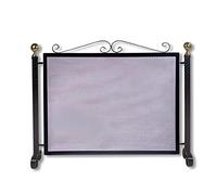 Rejilla de protección para Chimenea, Mampara Cortafuegos, Salvachispas en Hierro Forjado Color Negro - Altura 64 x Longitud 77 cm