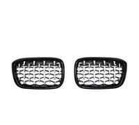 Rejilla De Radiador Parrillas Delanteras Coche Para X3 G01 G08 X4 G02 2018-2021 Parachoques Con Embellecedor De Diamante Parrilla Carreras Estilo Meteor 2 Uds. Parrilla Delantera(Black Silver)