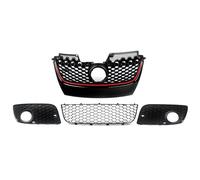 Rejilla De Radiador Rejilla Frontal Tipo Panal Negra Con Borde Rojo Para VW Para Golf MK5 Para Jetta GLI GTI 2006-2009 Malla Parrilla Central De Parachoques Rejillas Frontales Radiador