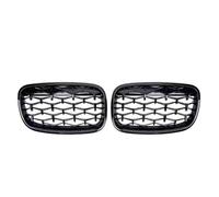 Rejilla de radiador Rejillas Superiores De Parachoques Delantero Dobles Estilo Diamante Cromado Plateado Para X5 E70 X6 E71 (2007-2014). Totalmente Negras Rejilla delantera(Diamond-Glossy Black)