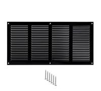 Rejilla de Ventilación 400x200mm de Metal Negro con Malla Antiinsectos - Rejilla de Aire para Pared y Techo - Cubierta de Ventilación para Sistemas de Extracción y Entrada de Aire HVAC