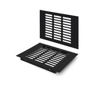 Rejilla de Ventilación, Aleación de Aluminio Negro Metalica Rectangular de 200 x 150mm con Tornillos para Armario Estufa Zapatos Gabinete Fregadero Cocina Baño (2 Piezas/Negra)