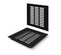 Rejilla de Ventilación, Aleación de Aluminio Negro Metalica Rectangular de 200 x 200mm con Tornillos para Armario Estufa Zapatos Gabinete Fregadero Cocina Baño (2 Piezas/Negra)