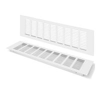 Rejilla de Ventilación, Aleación de Aluminio Negro Metalica Rectangular de 400 x 100mm con Tornillos para Armario Estufa Zapatos Gabinete Fregadero Cocina Baño (2 Piezas/Plata)