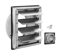 Rejilla de ventilación de 125 mm, con válvula antirretorno, rejilla de protección contra las inclemencias del tiempo, de acero inoxidable, con láminas móviles, rejilla de ventilación, rejilla de