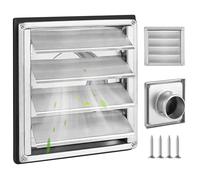 Rejilla de ventilación de acero inoxidable, rejilla de ventilación de acero inoxidable, 150 mm, rejilla de protección contra la intemperie, cubierta extractora exterior con láminas móviles, válvula