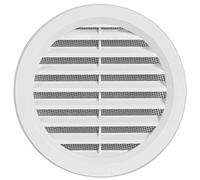 Rejilla de ventilación de plástico - Rejilla de escape - redonda - con brida/conexión de tubo y protección contra insectos - Dimensiones de la cubierta: 130 mm (VM110) (50)