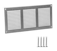 Rejilla de ventilación galvanizada de 300 x 150 mm, rejilla de ventilación de metal con mosquitera, cubierta rectangular para paredes y techos, rejilla de ventilación para interiores y exteriores