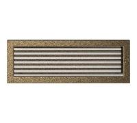 Rejilla de ventilación KRATKI Rejilla de Chimenea 17cm x 49cm Negro-Dorado con persianas