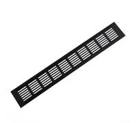 Rejilla de ventilación rectangular de aluminio de 60 mm, cubierta de ventilación, panel con persiana, para armario, zapatero, puerta de baño, color negro (60 x 400 mm)