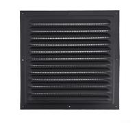 Rejilla de ventilación rectangular de aluminio, rejilla de escape, protección contra insectos, rejilla de aluminio para interior y exterior, ideal para techos de cocina y baño, negro (200 x 200 cm)