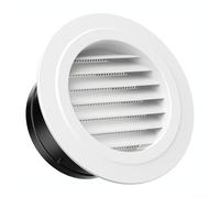 Rejilla de ventilación redonda de ABS para pared y techo, flujo de aire ajustable con pantalla de malla, sello resistente a la intemperie, panel extraíble, color blanco 75 100 125 150 200 mm (100 mm)
