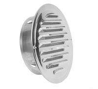 Rejilla de ventilación redonda de acero inoxidable para uso en conductos de pared al aire libre con protección de malla y capacidades de optimización del flujo de aire (tubo de 150 mm)