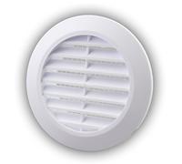 Rejilla de ventilación, rejilla redonda, ø 90 mm, con rejilla antiinsectos, plástico ABS, resistente a la intemperie, protección contra insectos, color blanco