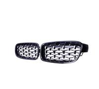 Rejilla Delantera 1 Par De Rejillas Cromadas De Riñón Para Serie 3 F30 F35 F31 2012-2018 Parrillas De Carreras Estilo Diamante Estilo Meteor Parrilla Parachoques(Black and Silver)