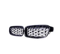 Rejilla Delantera 1 Par De Rejillas Cromadas De Riñón Para Serie 3 F30 F35 F31 2012-2018 Parrillas De Carreras Estilo Diamante Estilo Meteor Parrilla Parachoques(Black Silver)