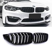 Rejilla delantera de riñón F32 compatible con BMW Serie 4 F32 F33 F36 2013-2018 F82 F83 M4 F80 M3 2015-2019 láminas dobles color negro brillante