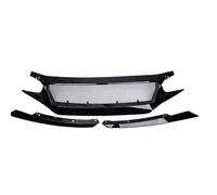 Rejilla Delantera Rejilla Entrada Aire Parachoques Delantero Para Civic 10th FK7 FK8 TYPE-R Racing FC JS N1 Estilo Parrilla Carbono Lámpara Embellecedor Cejas Parrilla Parachoques(Bright Black)
