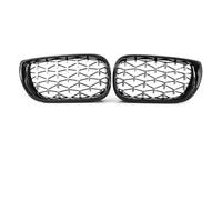 Rejilla Delantero Parrilla Superior Cromada Plateada Con Diseño Doble Línea Brillante Para Parachoques Delantero Para BMW Serie 3 E46 4 Puertas 2002-2004(Diamond-Chrome Black)