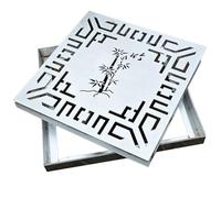 Rejilla Desague Cuadradas con Marco, Tapas para Fosas Sépticas de Acero Inoxidable con Red Protectora, para Césped(25x25x3cm/10x10x1in)