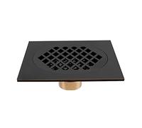 Rejilla Desague Ducha Desagüe de suelo cuadrado de 15x15cm, latón antiguo/cepillado/dorado/oro rosa/negro/bronce/bronce rojo, desagüe de residuos de suelo for cuarto de baño y ducha Desague Ducha(Noir