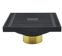 Rejilla Desague Ducha Moderno Negro Puro Invisible Ducha Drenaje de/Baño Balcón Use Material Latón Azulejos Rápidos Insertar Drenajes Cuadrados(C)